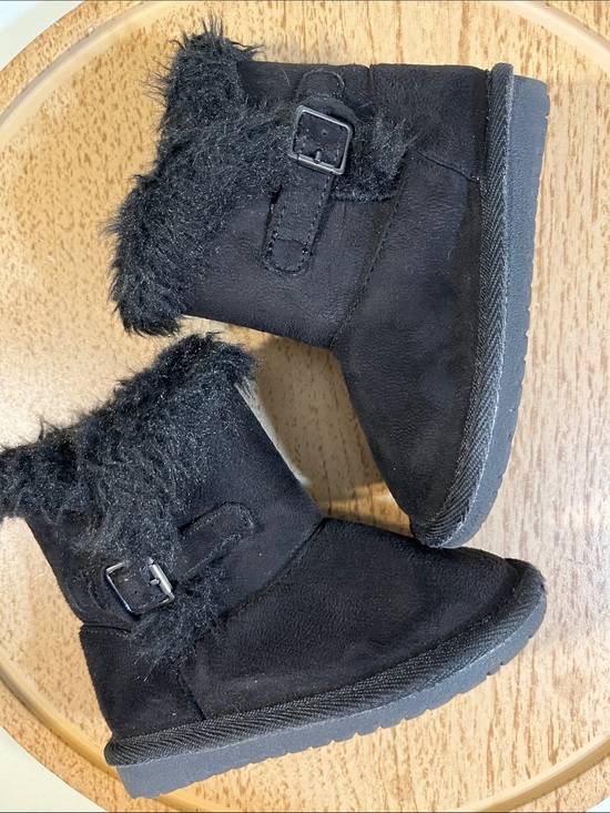 Place Other - Place Kids Black Faux-Fur Buckle Winter Boots